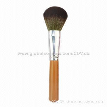 Makeup powder brush, made of wooden handle with double color synthetic hair